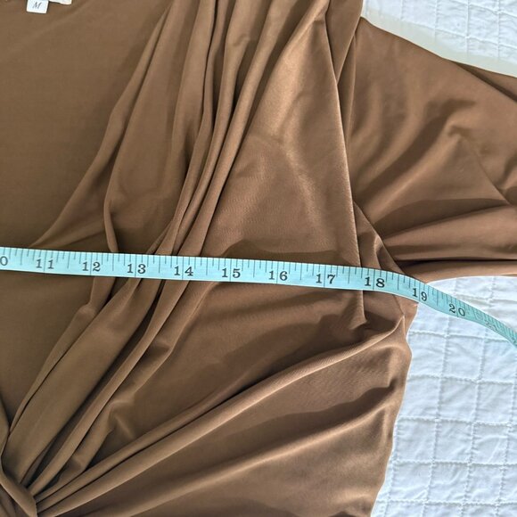 Misa Los Angeles Draped Brown Dress V-Neck Medium - Picture 10 of 12